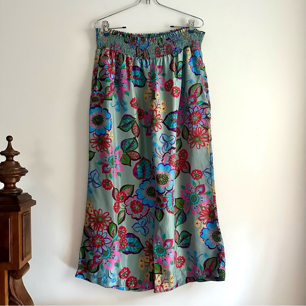 Pinkerton • 100% Silk Floral Wide‎ Leg Pants
